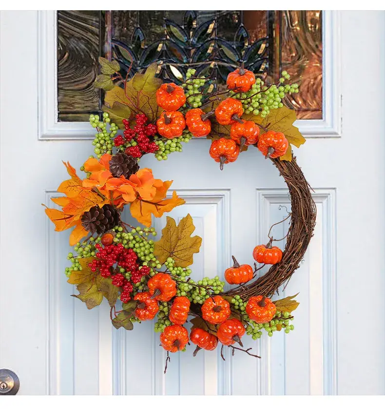 Autumn Pumpkin Rattan Door Hanging Decor — feature 7