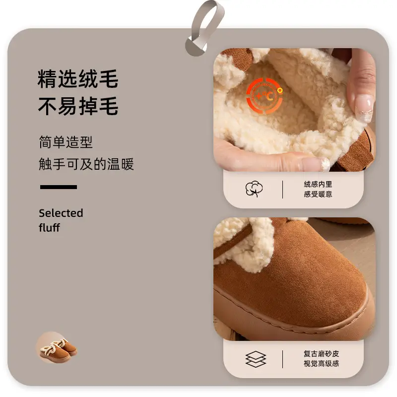 Nanbowan closed toe slippers women's winter home outdoor plush all-match ins popular Net red shoes warm cotton shoes wholesale - Image 6