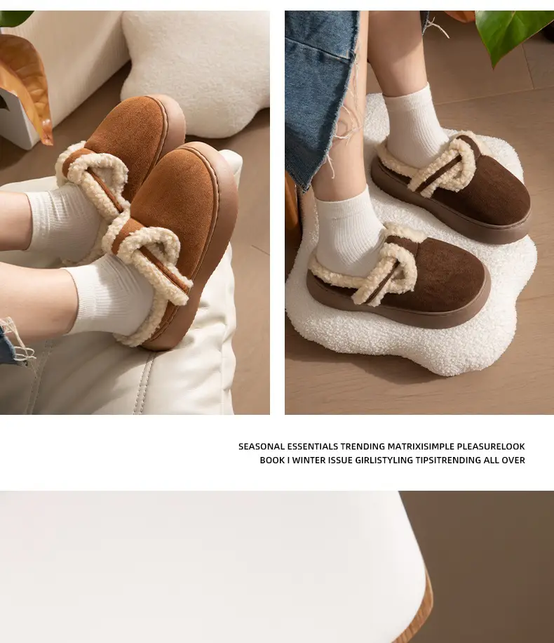 Nanbowan closed toe slippers women's winter home outdoor plush all-match ins popular Net red shoes warm cotton shoes wholesale — feature 12