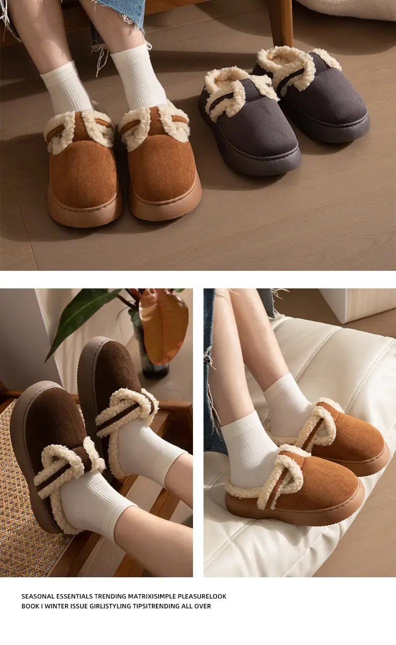 Nanbowan closed toe slippers women's winter home outdoor plush all-match ins popular Net red shoes warm cotton shoes wholesale — feature 14