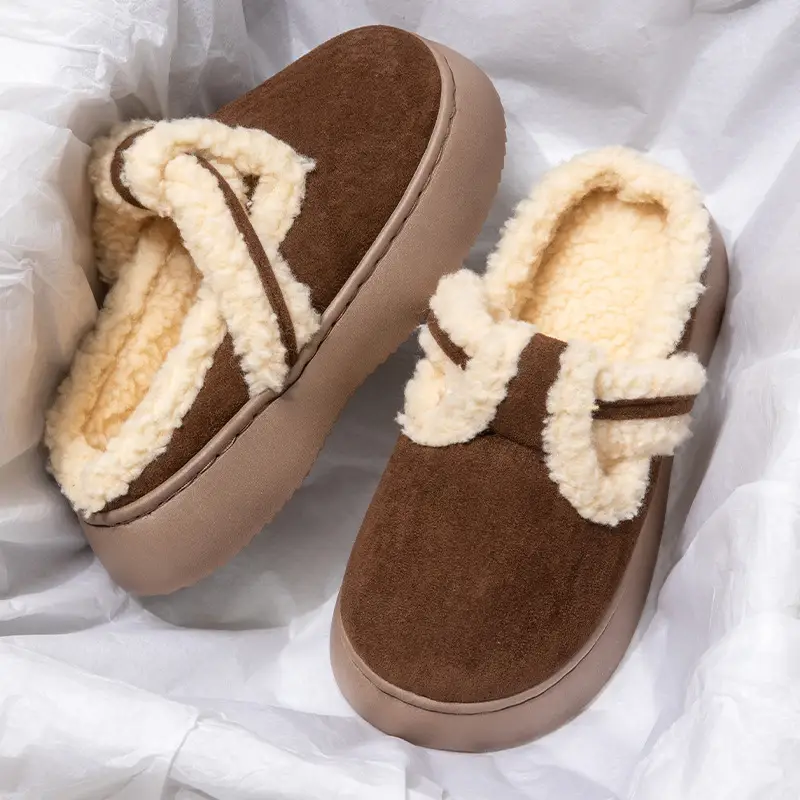 Nanbowan closed toe slippers women's winter home outdoor plush all-match ins popular Net red shoes warm cotton shoes wholesale - Image 2
