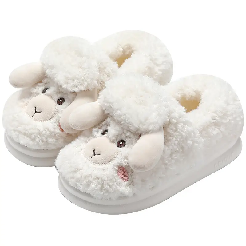 Cotton slippers women's winter home indoor confinement shoes wholesale plush slippers men's warm couple cotton slippers non-slip platform - Image 7