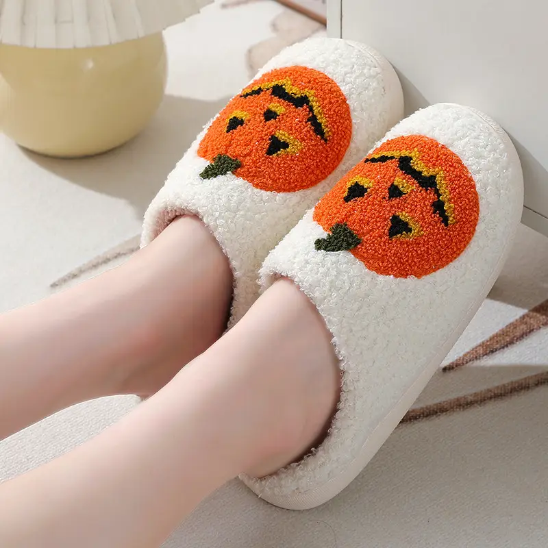 2023 new Halloween pumpkin cartoon warm winter cotton slippers men and women couple home indoor cotton slippers