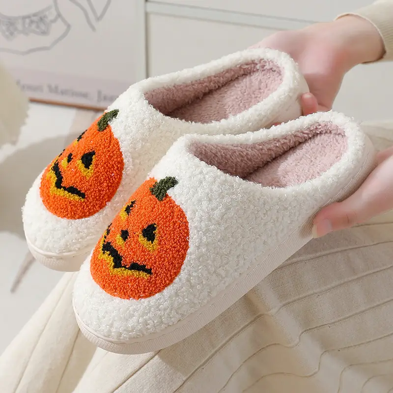 2023 new Halloween pumpkin cartoon warm winter cotton slippers men and women couple home indoor cotton slippers