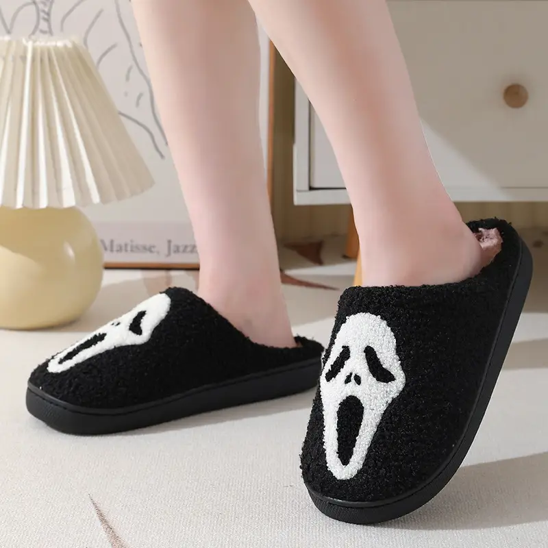 2023 new Halloween skull cartoon warm winter cotton slippers men and women couple home indoor cotton slippers