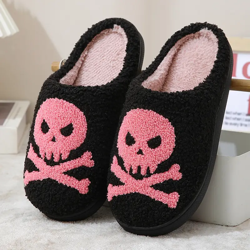 2023 new Halloween skull cartoon warm winter cotton slippers men and women couple home indoor cotton slippers