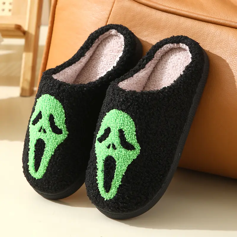 2023 new Halloween skull cartoon warm winter cotton slippers men and women couple home indoor cotton slippers
