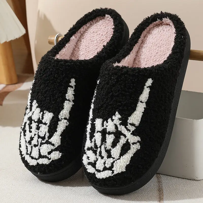 2023 new Halloween skull cartoon warm winter cotton slippers men and women couple home indoor cotton slippers
