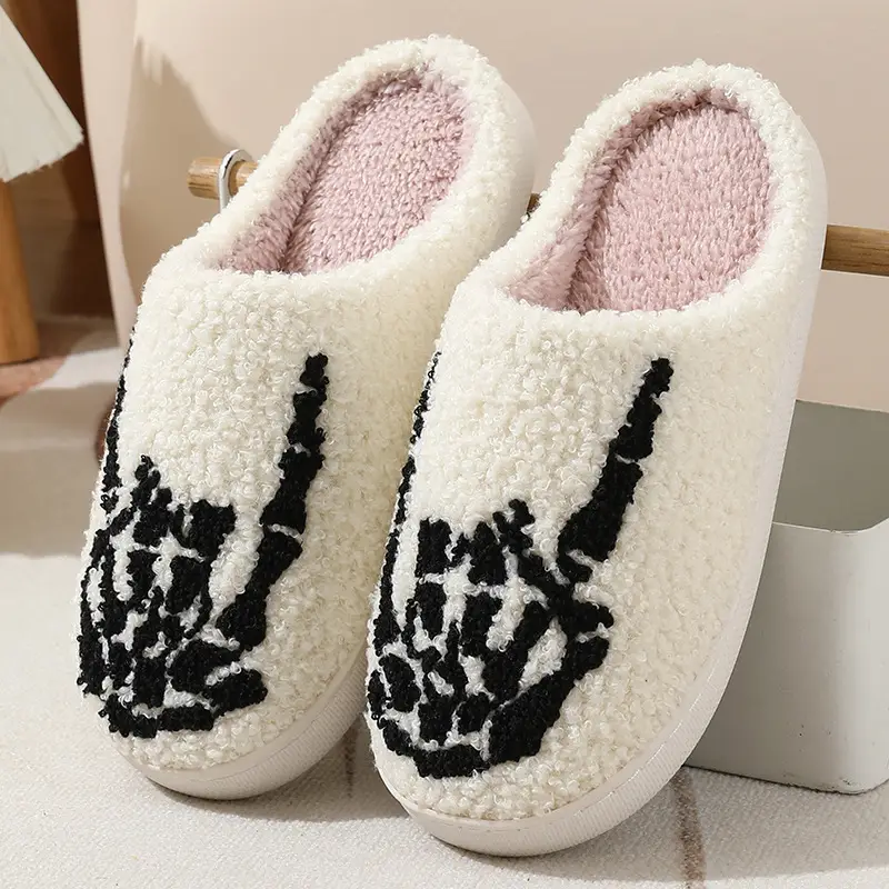 2023 new Halloween skull cartoon warm winter cotton slippers men and women couple home indoor cotton slippers