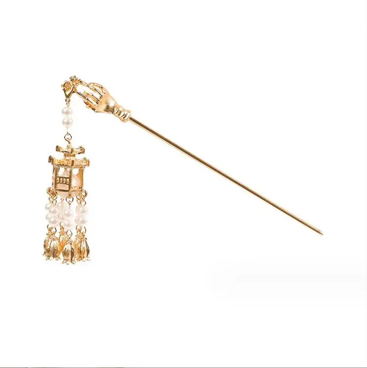 Luminous Lotus Lantern Hairpin Metal Palace Ancient Style Step Shake Tassel Chopsticks Cheongsam Hanfu Bun Headdress — feature 6