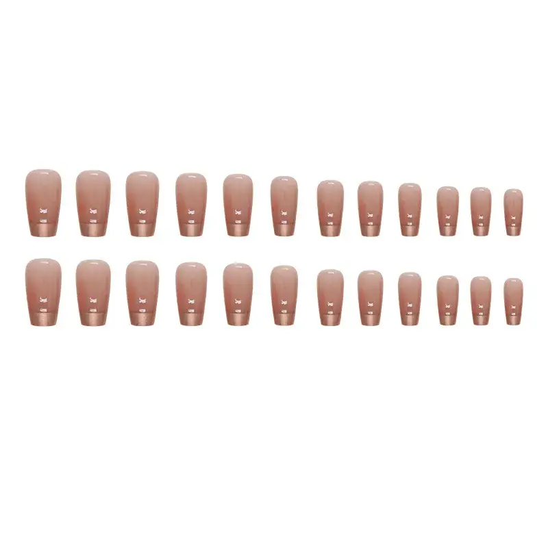 European American Short Ballet Golden French Manicure Fake Nails - Image 6