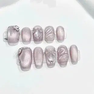 European American Short Ballet Golden French Manicure Fake Nails — feature 10
