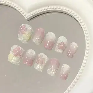 European American Short Ballet Golden French Manicure Fake Nails — feature 11