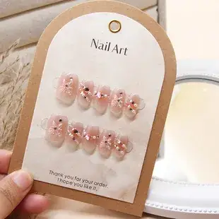 European American Short Ballet Golden French Manicure Fake Nails — feature 12