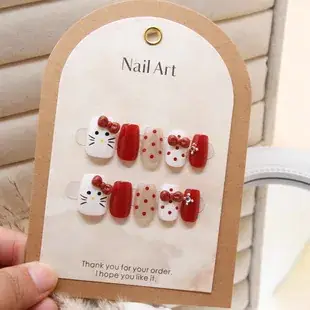 European American Short Ballet Golden French Manicure Fake Nails — feature 13