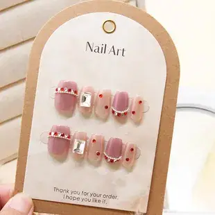 European American Short Ballet Golden French Manicure Fake Nails — feature 14