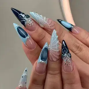 European American Short Ballet Golden French Manicure Fake Nails — feature 8