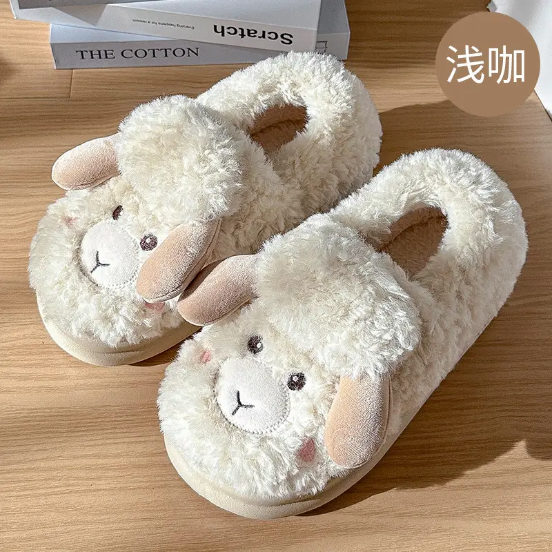 Cartoon Cute Cotton Slippers for Women, Winter Indoor Home Use, Plush Warm Non-Slip Cotton Shoes for Women - Image 2