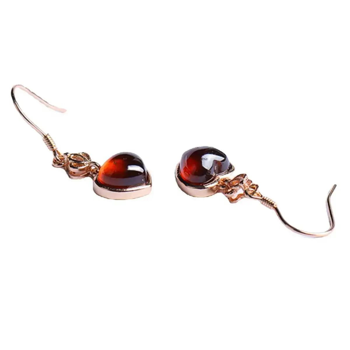 14K Rose Gold Love Inlaid Ear Hooks - Image 6