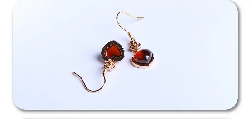 14K Rose Gold Love Inlaid Ear Hooks — feature 18