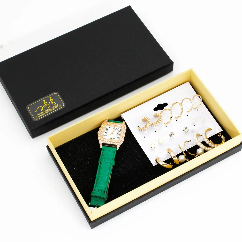 Women's Gold Plated Wristwatch & Earring Set — feature 13