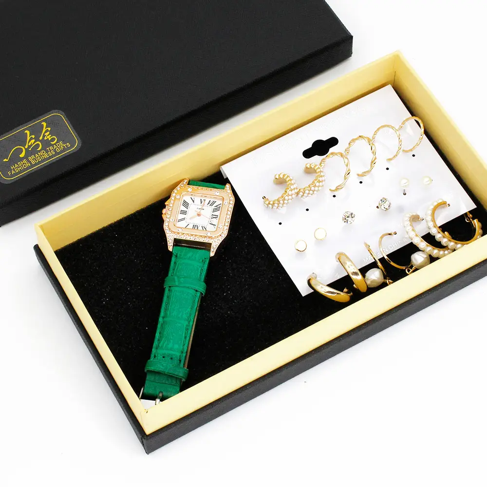 Women's Gold Plated Wristwatch & Earring Set — feature 6