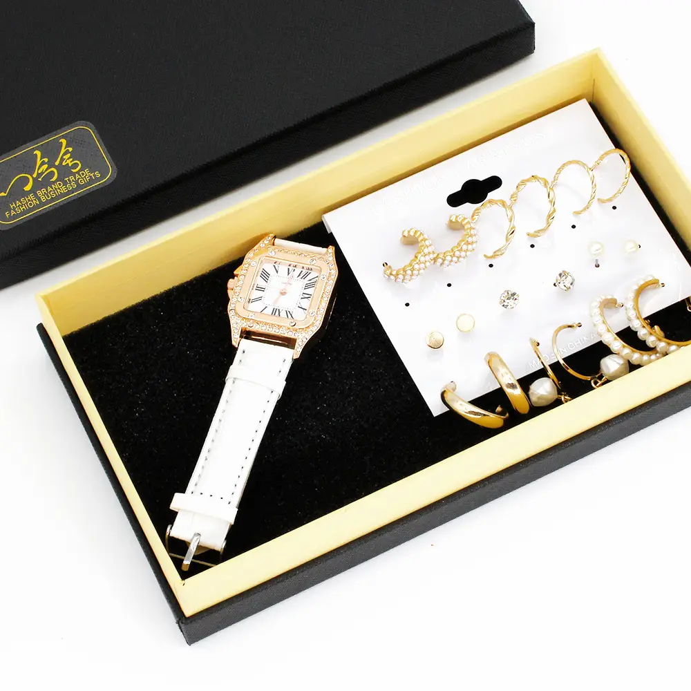 Women's Gold Plated Wristwatch & Earring Set — feature 7