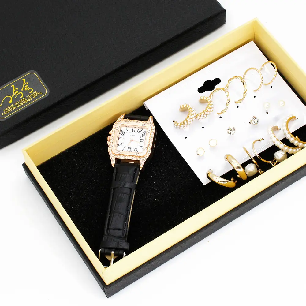 Women's Gold Plated Wristwatch & Earring Set — feature 9