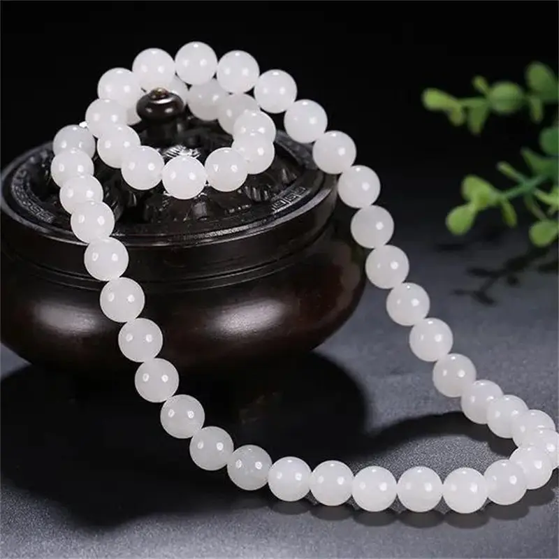White Jade Round Bead Necklace for Women — feature 12