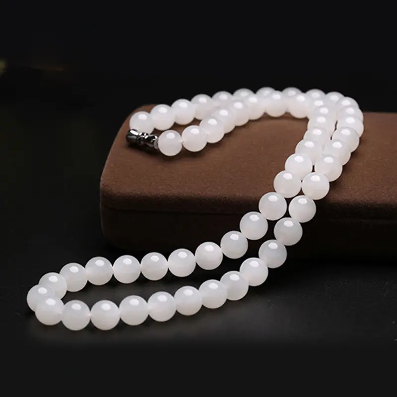 White Jade Round Bead Necklace for Women — feature 4