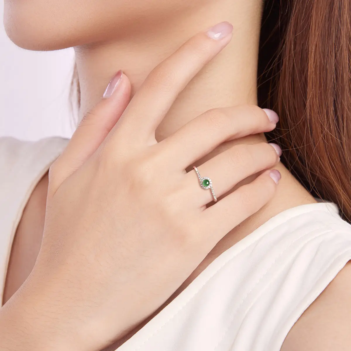 S925 Silver Emerald Ink Ice Style Women's Ring - Image 5