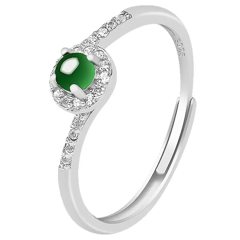 S925 Silver Emerald Ink Ice Style Women's Ring - Image 6