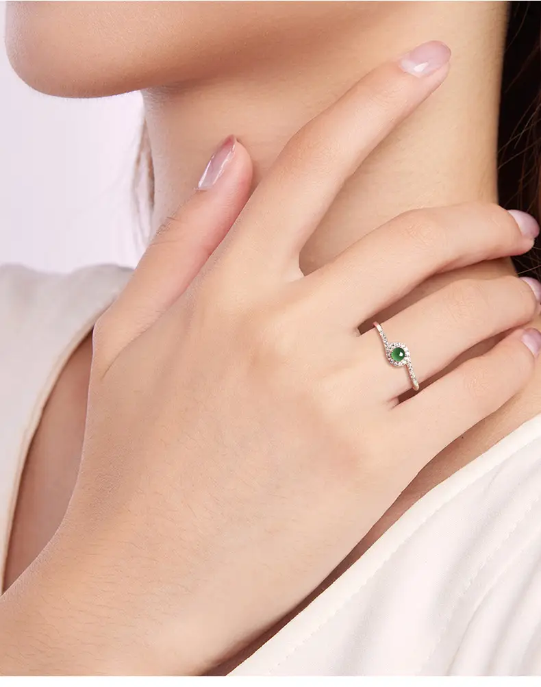 S925 Silver Emerald Ink Ice Style Women's Ring — feature 2