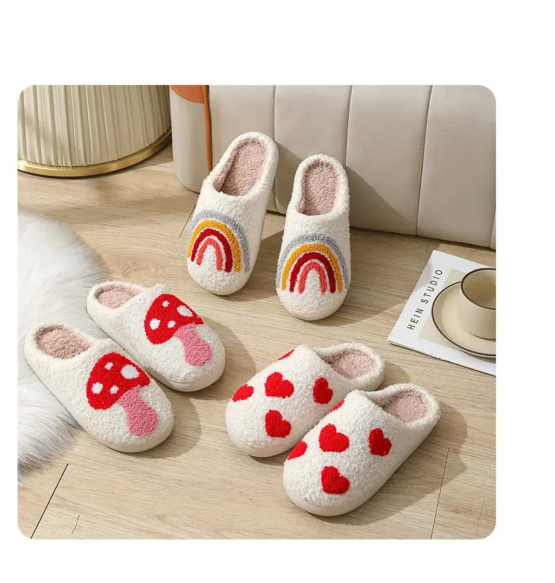Cross-border New Autumn and Winter Rainbow Cotton Slippers for Men and Women Wholesale Household Non-slip Home Indoor Warm Cotton Shoes for Hair — feature 13