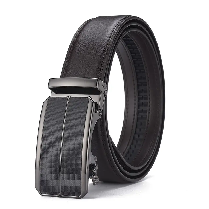 Men's Automatic Buckle Belt Genuine Leather Black — feature 3