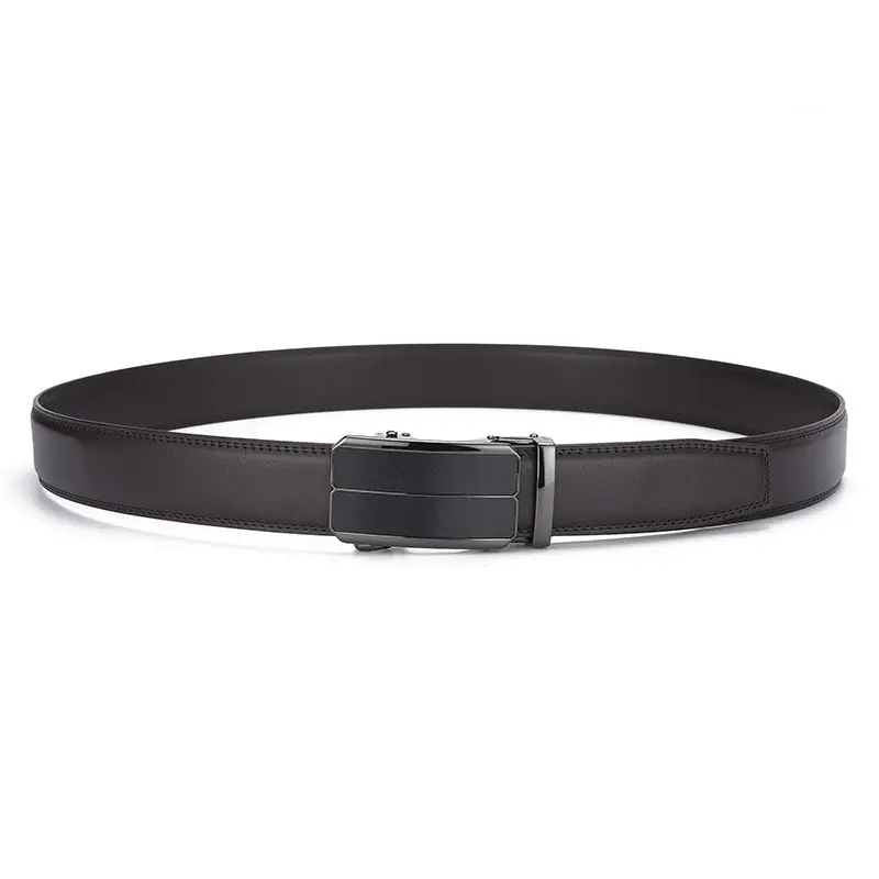 Men's Automatic Buckle Belt Genuine Leather Black — feature 8