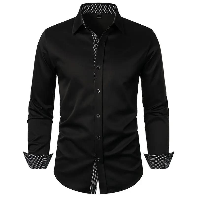 Men's Black Long Sleeve Button Down Shirt - Image 8