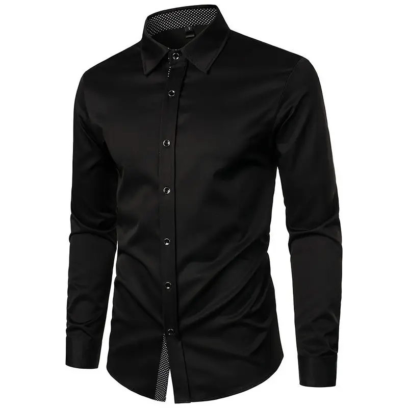 Men's Black Long Sleeve Button Down Shirt — feature 3