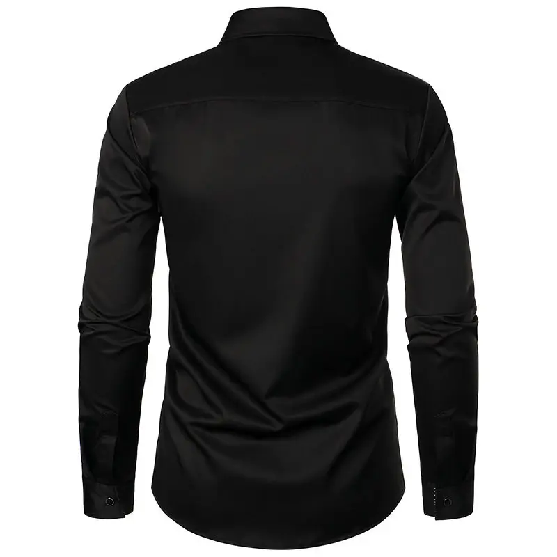 Men's Black Long Sleeve Button Down Shirt — feature 4