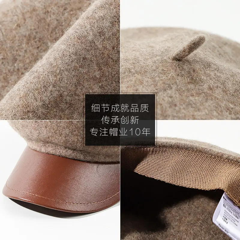 Women's Black Wool Peaked Hat with Japanese Brim - Image 9
