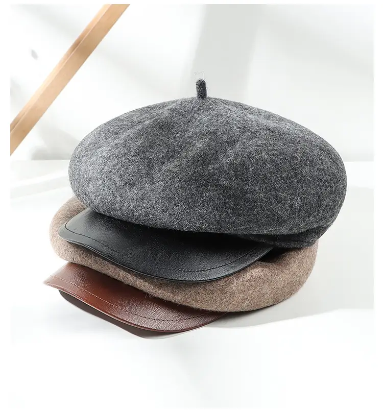 Women's Black Wool Peaked Hat with Japanese Brim — feature 11