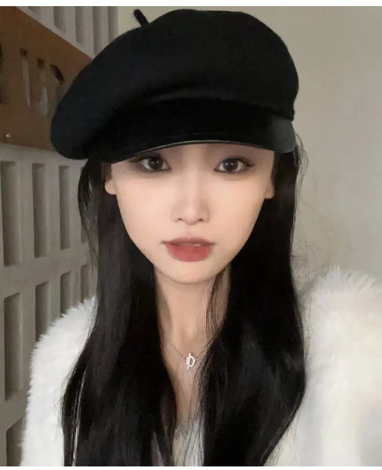 Women's Black Wool Peaked Hat with Japanese Brim — feature 2