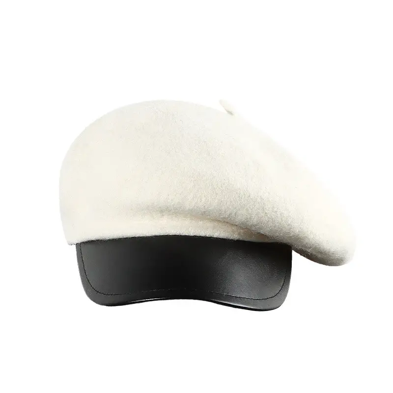 Women's Black Wool Peaked Hat with Japanese Brim - Image 2
