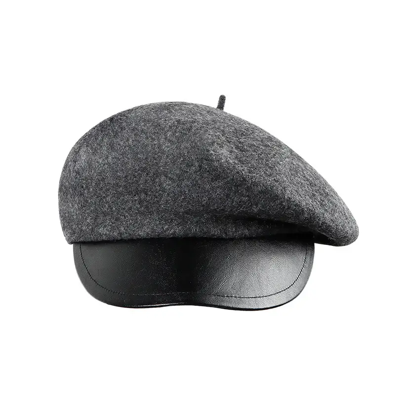 Women's Black Wool Peaked Hat with Japanese Brim - Image 4