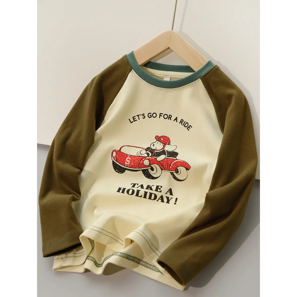 Children Cotton Cartoon T-Shirt Boys Round Neck Long Sleeve