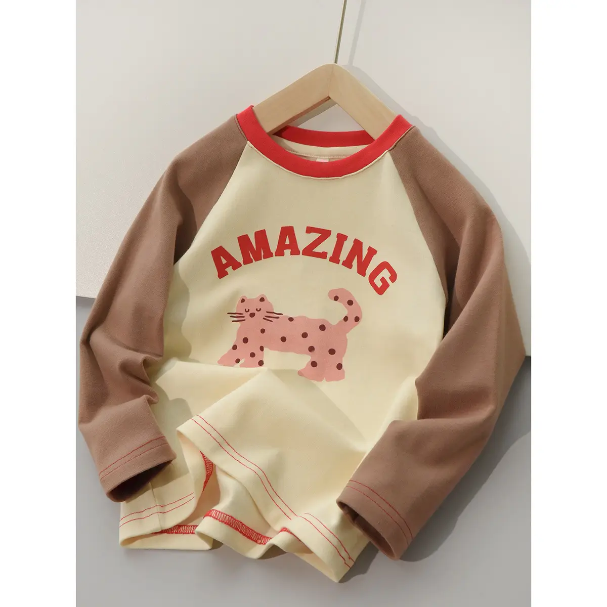 Children Cotton Cartoon T-Shirt Boys Round Neck Long Sleeve