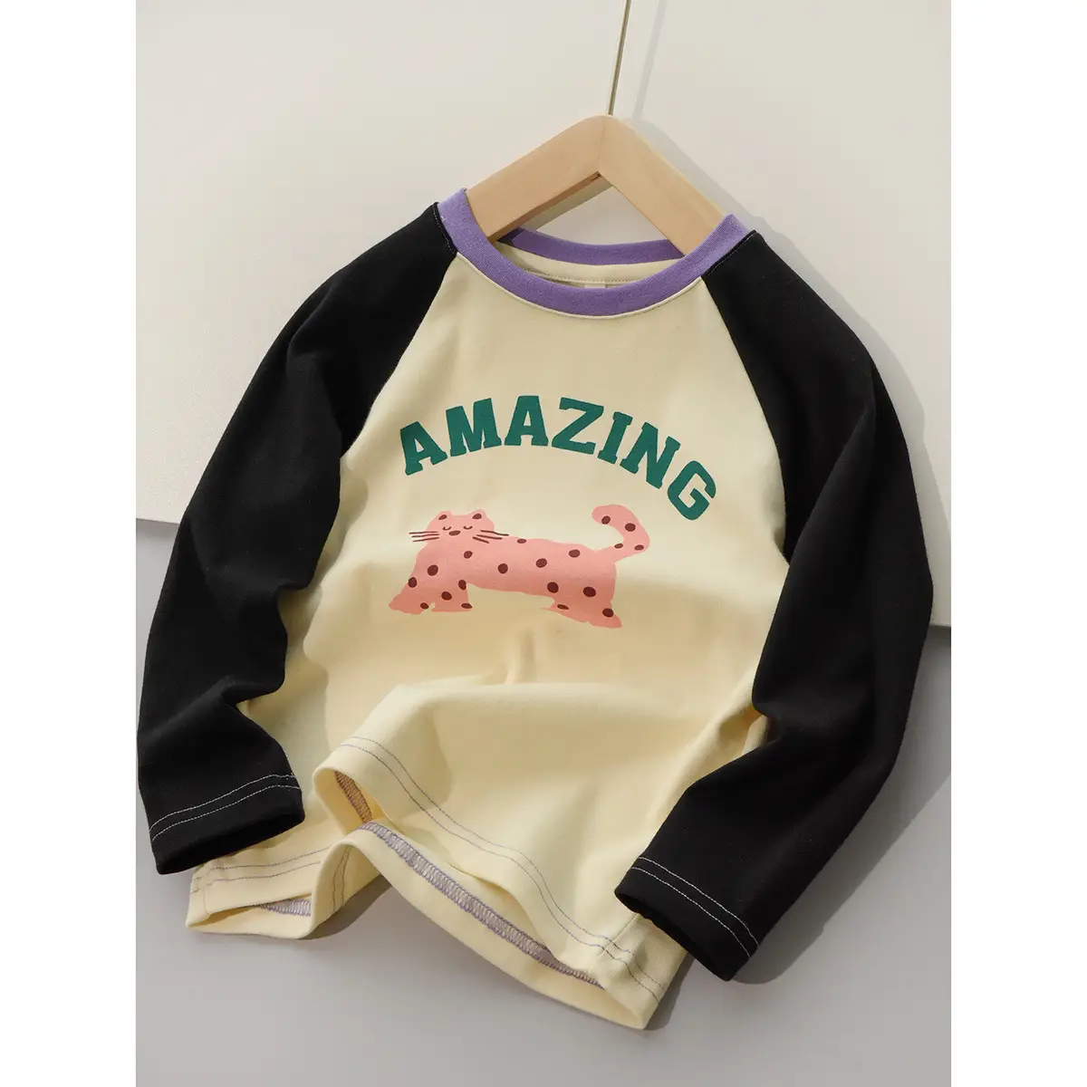 Children Cotton Cartoon T-Shirt Boys Round Neck Long Sleeve