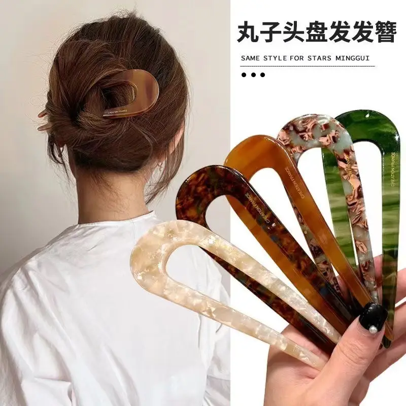 Acetate Hairpin with Chain & Chopsticks Design - Image 7