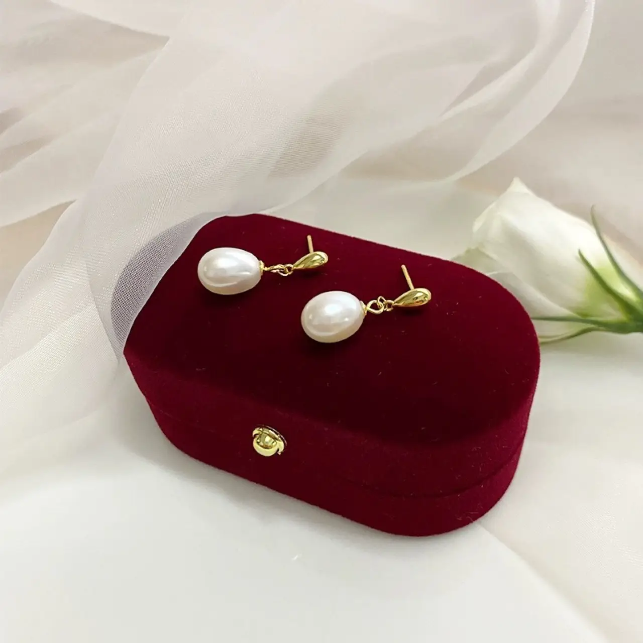 Natural Freshwater Pearl Earrings 925 Silver - Image 3