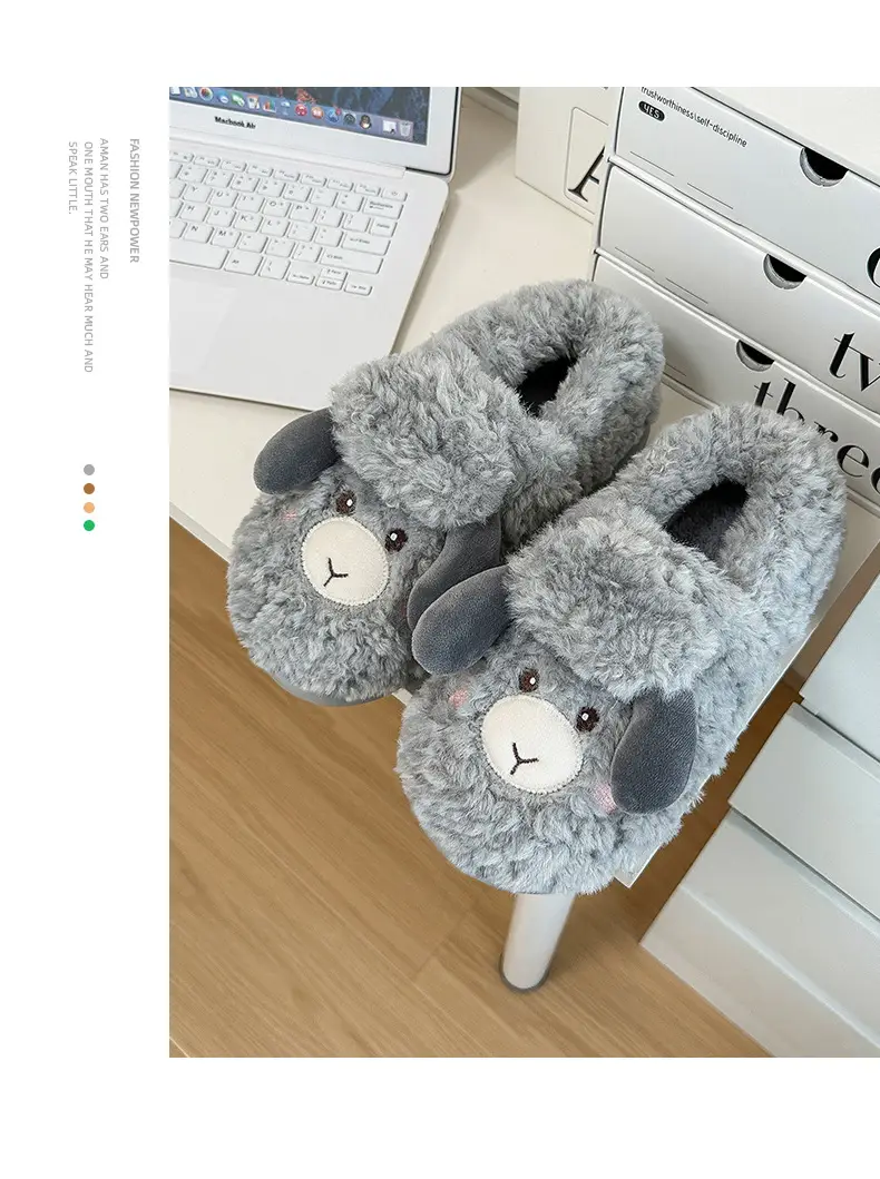 Cotton slippers women's winter home indoor confinement shoes wholesale plush slippers men's warm cotton slippers non-slip cartoon cotton shoes — feature 34
